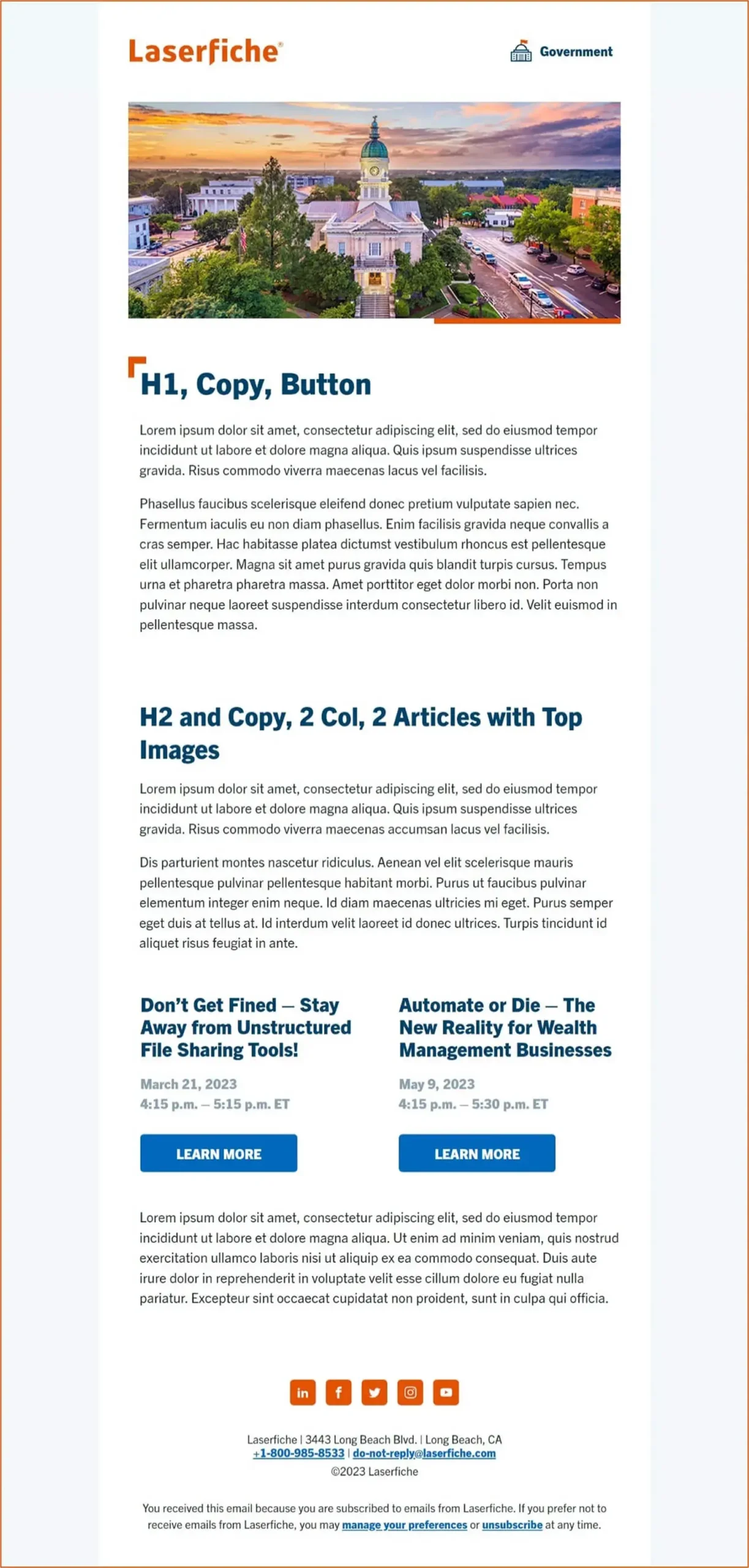 Laserfiche® Email Templates, Sample 1 - Property of Laserfiche®