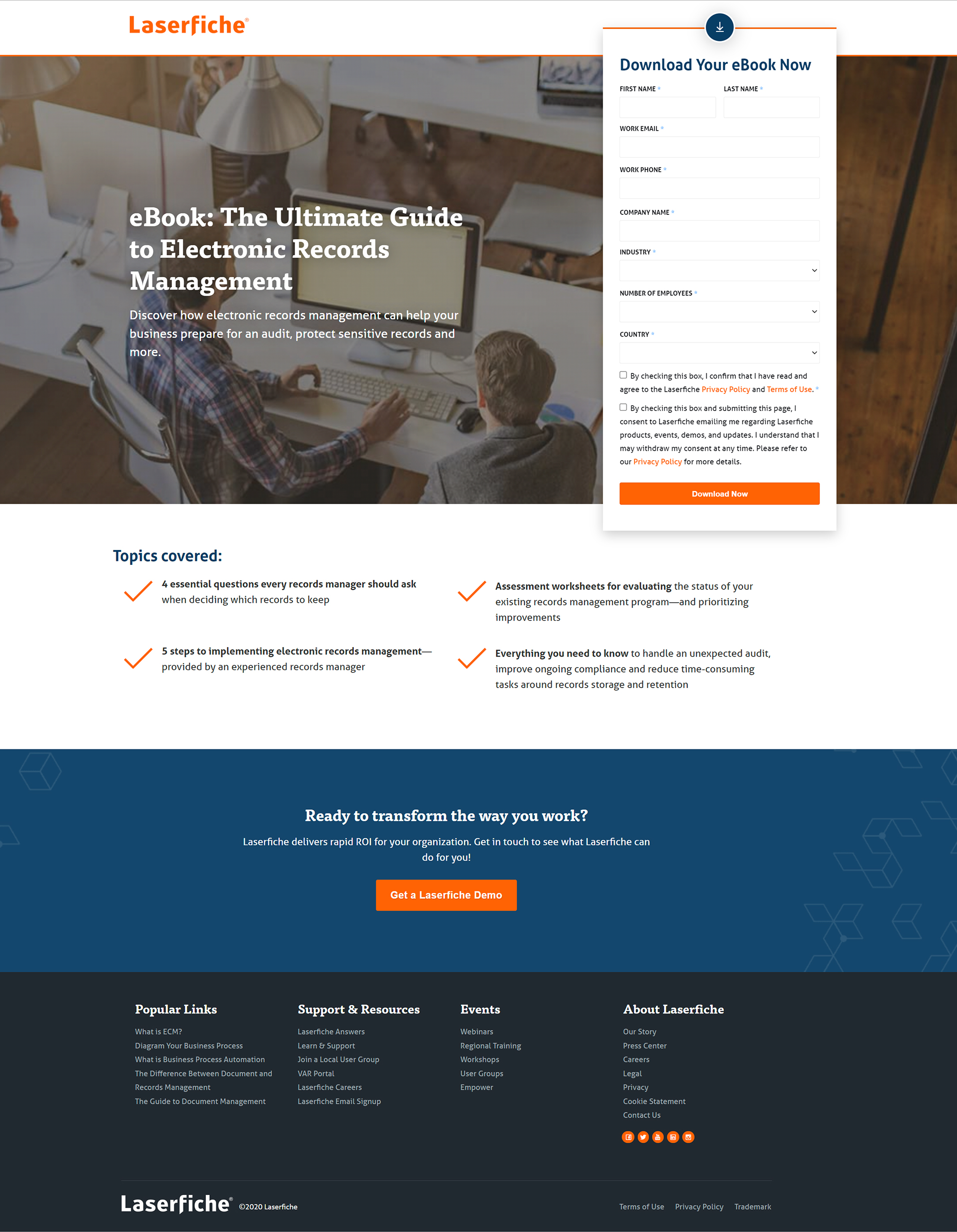 Laserfiche® Landing Page Template, Redesign - Property of Laserfiche®