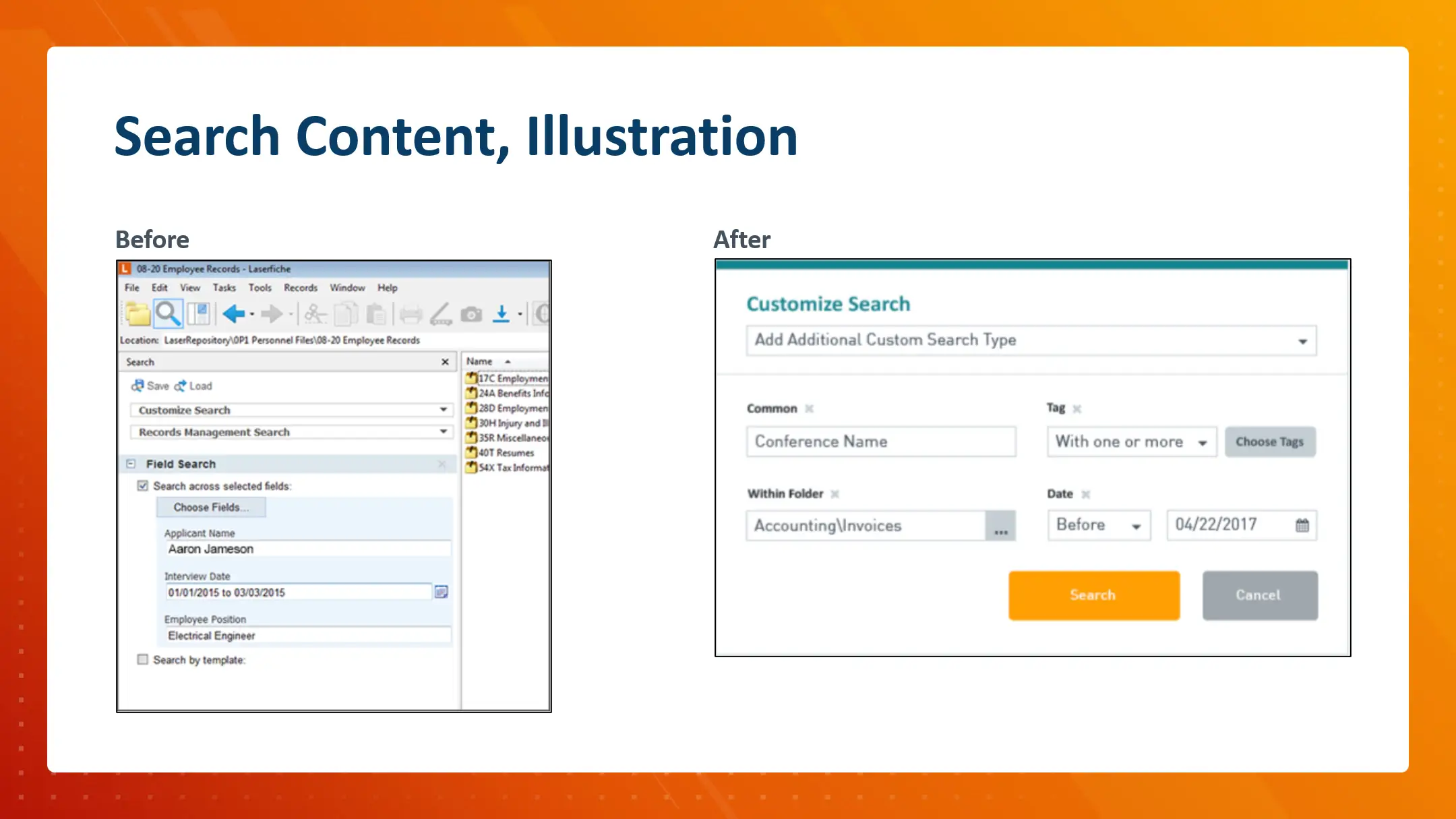 Laserfiche Website, Illustration Redesign, Search Content - Property of Laserfiche®
