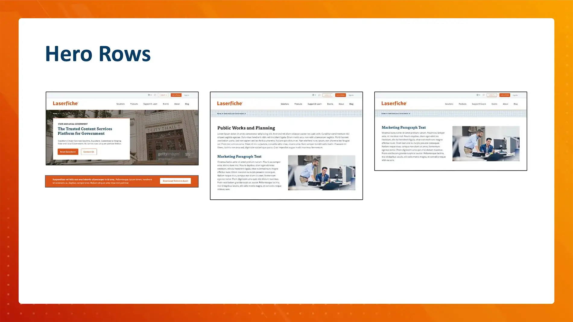 Laserfiche Website, Modules - Hero Rows - Property of Laserfiche®
