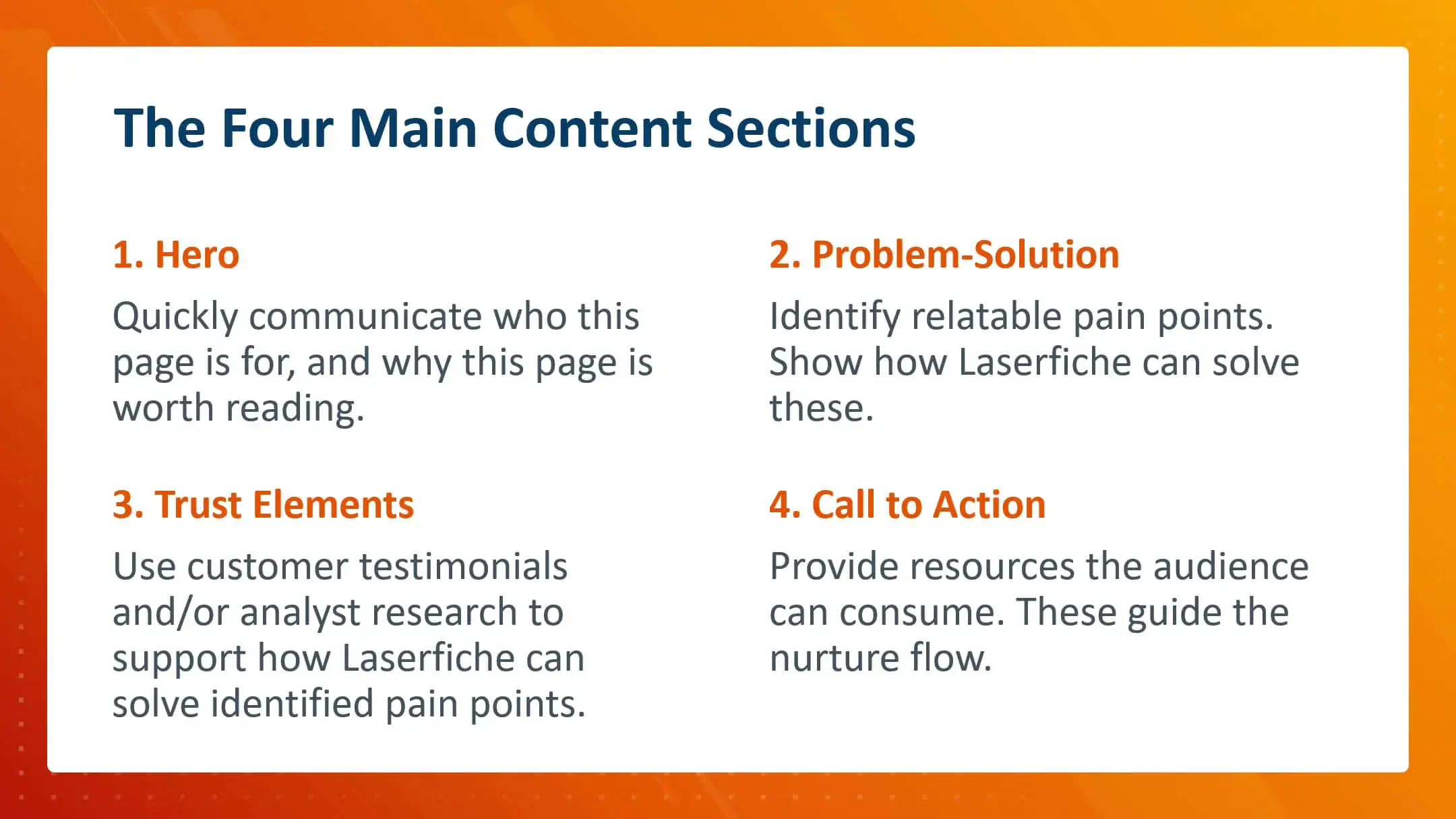 Laserfiche Website, Content Guide, Content Sections - Property of Laserfiche®